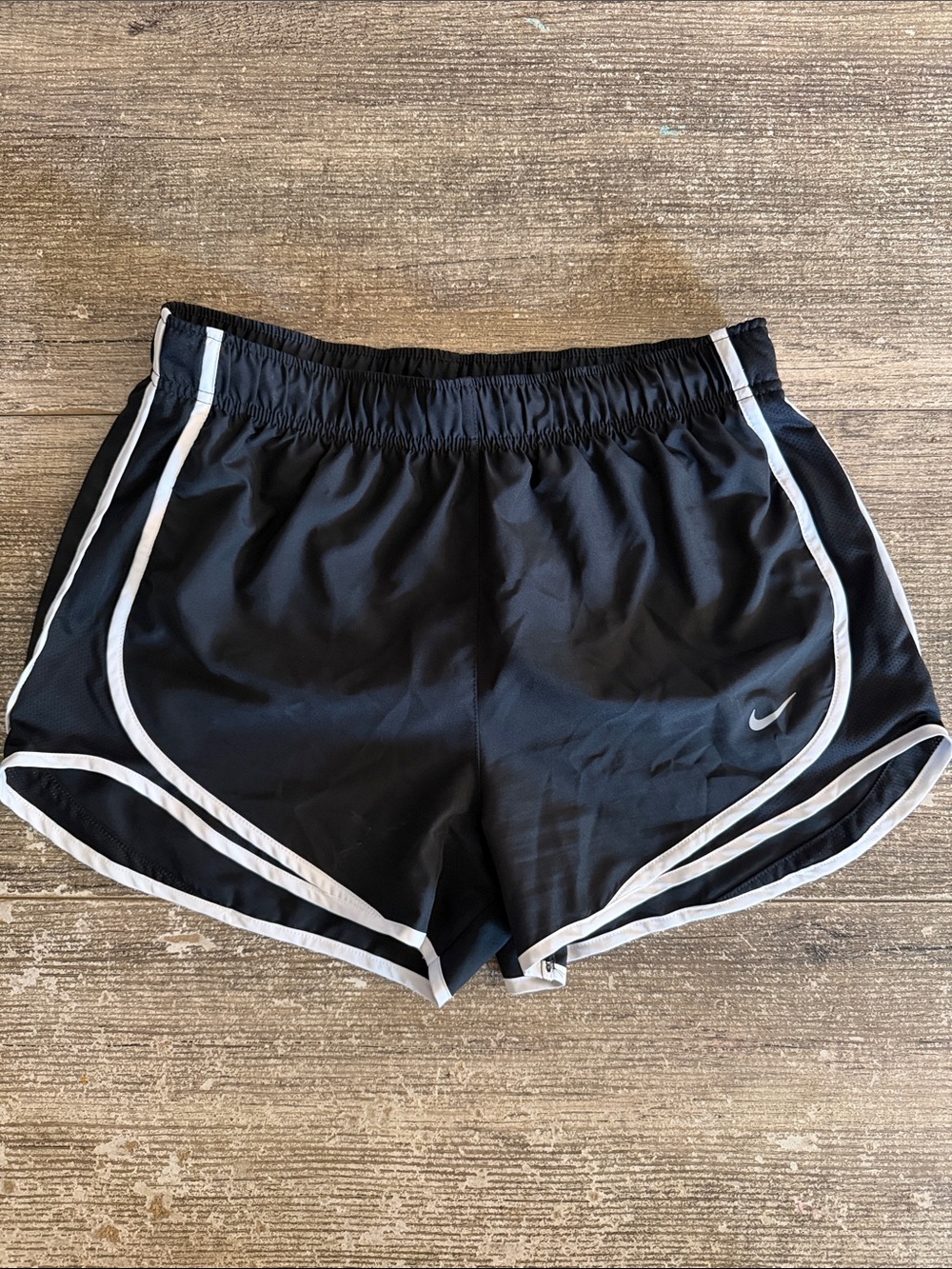 Nike Black and White Dri-fit Tempo 3” running shorts with lining